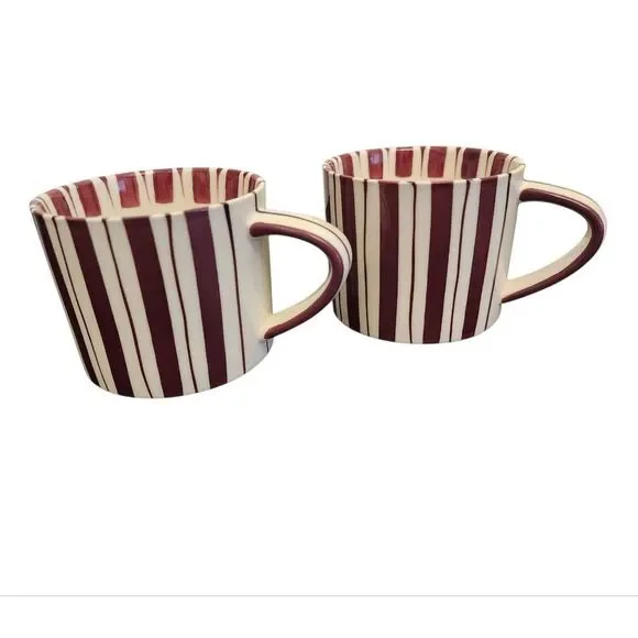 Noon & Moon Cherry Lacquer Striped Mugs - Picture 3 of 5